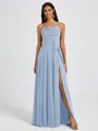 A-line Spaghetti Straps Sash/Ribbon/Belt Floor-Length Chiffon Bridesmaid Dress