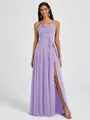 A-line Spaghetti Straps Sash/Ribbon/Belt Floor-Length Chiffon Bridesmaid Dress