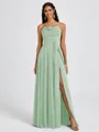 A-line Spaghetti Straps Sash/Ribbon/Belt Floor-Length Chiffon Bridesmaid Dress