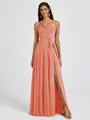 A-line Spaghetti Straps Sash/Ribbon/Belt Floor-Length Chiffon Bridesmaid Dress