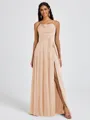A-line Spaghetti Straps Sash/Ribbon/Belt Floor-Length Chiffon Bridesmaid Dress