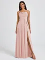 A-line Spaghetti Straps Sash/Ribbon/Belt Floor-Length Chiffon Bridesmaid Dress