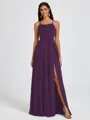 A-line Spaghetti Straps Sash/Ribbon/Belt Floor-Length Chiffon Bridesmaid Dress
