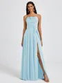 A-line Spaghetti Straps Sash/Ribbon/Belt Floor-Length Chiffon Bridesmaid Dress
