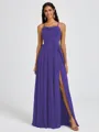 A-line Spaghetti Straps Sash/Ribbon/Belt Floor-Length Chiffon Bridesmaid Dress