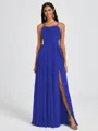 A-line Spaghetti Straps Sash/Ribbon/Belt Floor-Length Chiffon Bridesmaid Dress