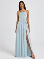A-line Spaghetti Straps Sash/Ribbon/Belt Floor-Length Chiffon Bridesmaid Dress