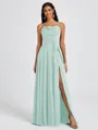A-line Spaghetti Straps Sash/Ribbon/Belt Floor-Length Chiffon Bridesmaid Dress