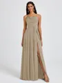 A-line Spaghetti Straps Sash/Ribbon/Belt Floor-Length Chiffon Bridesmaid Dress