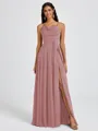 A-line Spaghetti Straps Sash/Ribbon/Belt Floor-Length Chiffon Bridesmaid Dress