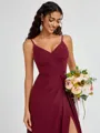 A-line V-neck Pleated Floor-Length Chiffon Bridesmaid Dress