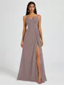 A-line V-neck Pleated Floor-Length Chiffon Bridesmaid Dress