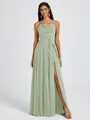 A-line V-neck Pleated Floor-Length Chiffon Bridesmaid Dress