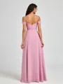 A-line Cold Shoulder Pleated Floor-Length Chiffon Bridesmaid Dress