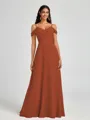 A-line Cold Shoulder Pleated Floor-Length Chiffon Bridesmaid Dress