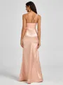 Sheath One-Shoulder Pleated Floor-Length Silk Like Satin Bridesmaid Dress