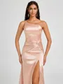 Sheath One-Shoulder Pleated Floor-Length Silk Like Satin Bridesmaid Dress