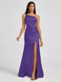 Sheath One-Shoulder Pleated Floor-Length Silk Like Satin Bridesmaid Dress