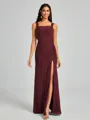 Sheath Square Pleated Floor-Length Chiffon Bridesmaid Dress