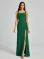 Sheath Square Pleated Floor-Length Chiffon Bridesmaid Dress