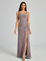 Sheath Square Pleated Floor-Length Chiffon Bridesmaid Dress