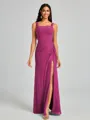 Sheath Square Pleated Floor-Length Chiffon Bridesmaid Dress
