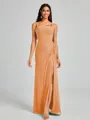 Sheath Square Pleated Floor-Length Chiffon Bridesmaid Dress