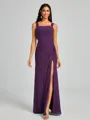 Sheath Square Pleated Floor-Length Chiffon Bridesmaid Dress