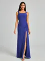 Sheath Square Pleated Floor-Length Chiffon Bridesmaid Dress