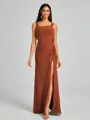 Sheath Square Pleated Floor-Length Chiffon Bridesmaid Dress