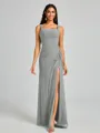 Sheath Square Pleated Floor-Length Chiffon Bridesmaid Dress