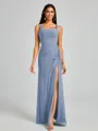 Sheath Square Pleated Floor-Length Chiffon Bridesmaid Dress