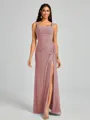 Sheath Square Pleated Floor-Length Chiffon Bridesmaid Dress