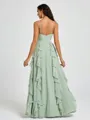 A-line V-neck Ruffles Floor-Length Chiffon Bridesmaid Dress