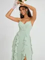 A-line V-neck Ruffles Floor-Length Chiffon Bridesmaid Dress