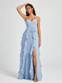 A-line V-neck Ruffles Floor-Length Chiffon Bridesmaid Dress