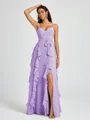 A-line V-neck Ruffles Floor-Length Chiffon Bridesmaid Dress