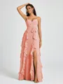 A-line V-neck Ruffles Floor-Length Chiffon Bridesmaid Dress