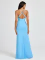 Sheath Spaghetti Straps Pleated Floor-Length Chiffon Bridesmaid Dress