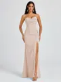Sheath Spaghetti Straps Pleated Floor-Length Chiffon Bridesmaid Dress