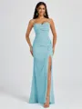 Sheath Spaghetti Straps Pleated Floor-Length Chiffon Bridesmaid Dress