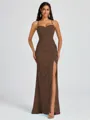 Sheath Spaghetti Straps Pleated Floor-Length Chiffon Bridesmaid Dress