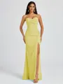 Sheath Spaghetti Straps Pleated Floor-Length Chiffon Bridesmaid Dress