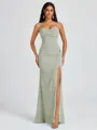 Sheath Spaghetti Straps Pleated Floor-Length Chiffon Bridesmaid Dress