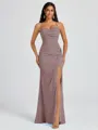 Sheath Spaghetti Straps Pleated Floor-Length Chiffon Bridesmaid Dress