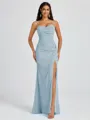 Sheath Spaghetti Straps Pleated Floor-Length Chiffon Bridesmaid Dress