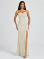 Sheath Spaghetti Straps Pleated Floor-Length Chiffon Bridesmaid Dress