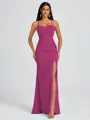 Sheath Spaghetti Straps Pleated Floor-Length Chiffon Bridesmaid Dress