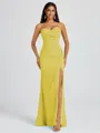 Sheath Spaghetti Straps Pleated Floor-Length Chiffon Bridesmaid Dress