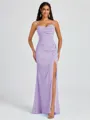 Sheath Spaghetti Straps Pleated Floor-Length Chiffon Bridesmaid Dress